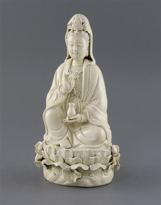 A Chinese Dehua blanc de chine figure of Guanyin, H. 25cm